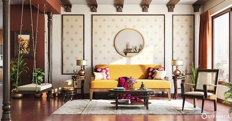 A Kerala-style house is an architectural marvel. So try these design ideas inspired by a quintessentially created Kerala-style home. Living Room Kerala, Simple Bed Designs, Indian Living Room, India Home Decor, Indian Interiors, Indian Home Design, Indian Home Decor, Wallpaper Living Room, Living Design