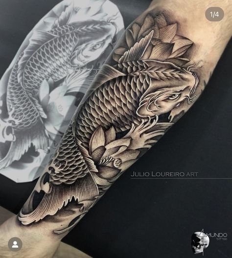 Koi Fish Tattoo Forearm, Japanese Tattoo Koi, Koi Dragon Tattoo, Samurai Tattoo Sleeve, Carp Tattoo, Japanese Koi Fish Tattoo, Koi Tattoo Sleeve, Half Sleeve Tattoos Forearm, Koi Tattoo Design