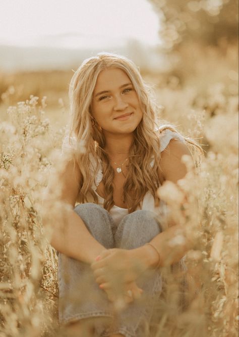 Flower Field senior photos, Ohio senior photos, Ohio photographer, golden hour Beginner Photography Poses, Pictures In Fields Photo Ideas, Outside Photography Ideas, Senior Pics On Football Field, By Yourself Photoshoot, Senior Portraits Field, Tall Grass Senior Pictures, Senior Lake Photos, Graduation Field Pictures