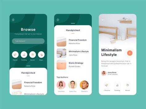 Ui Ux Designer Portfolio, App Mobile Design, Ui Ux Design Trends, Application Ui Design, Ux Design Trends, Ui Design Mobile, Podcast App, Ui Ux 디자인, Web Design Mobile