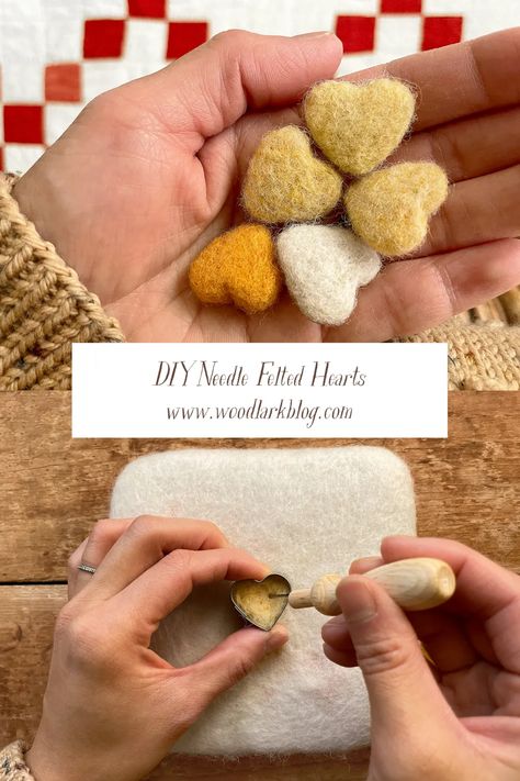 DIY Needle Felted Hearts for Valentines- Woodlark Blog – Woodlark Blog Felt Hearts Diy, Felted Hearts, Waldorf Crafts, Heart Shaped Cookies, Friends Diy, Friends Valentines, Felt Heart, Felt Garland, Crafty Gifts