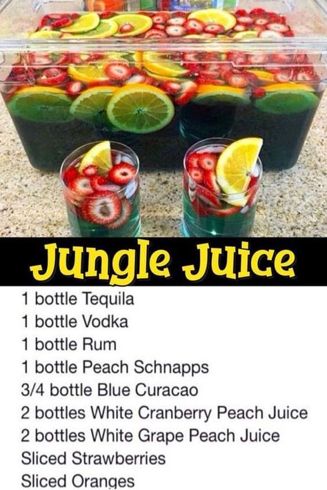 Punch Recipes For A Crowd, Party Drinks Ideas, Jungle Juice Recipe, Easy Party Drinks, Alcoholic Punch Recipes, Recipes For A Crowd, Easy Punch Recipes, Easy Punch, Party Punch Recipes