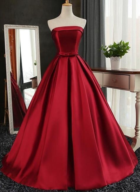 973a5f0ccbc4ee3524ccf035d35b284bdesc41485290ri Dark Red Prom Dresses, Prom Dresses Dark Red, Dark Red Prom Dress, Red Formal Gown, Bow Silhouette, Long Party Gowns, Posh Fashion, Red Ball Gown, Red Prom Dresses