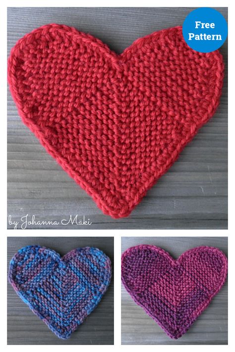 8 Heart Coaster Knitting Patterns Knitted Hearts Pattern Free, Heart Knitting Pattern Free, Heart Socks Pattern, Knitted Decorations, Knitted Easter Crafts, Knitted Heart Pattern, Knit Coaster, Christmas Knitting Projects, Knitted Dishcloth Patterns Free