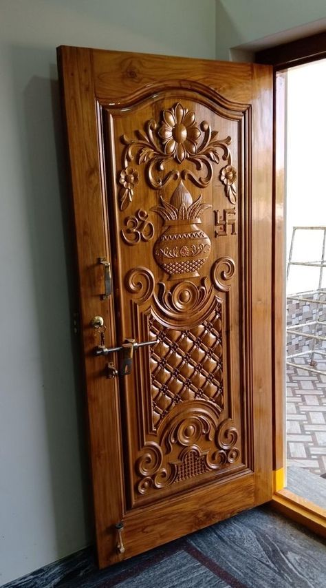 34 Inspiring Very Beautiful Wooden Door Models | ARA HOME Door Designs Wooden, Wooden Carving Design, Main Door Design Ideas, Wood Door Design, Single Main Door Designs, Wooden Glass Door, Wooden Window Design, Tor Design, Single Front Door