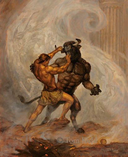 Theseus Greek Mythology, The Minotaur, Roman Gods, Greek And Roman Mythology, Greek Mythology Art, Roman Mythology, Mythology Art, Greek Art, Mythological Creatures