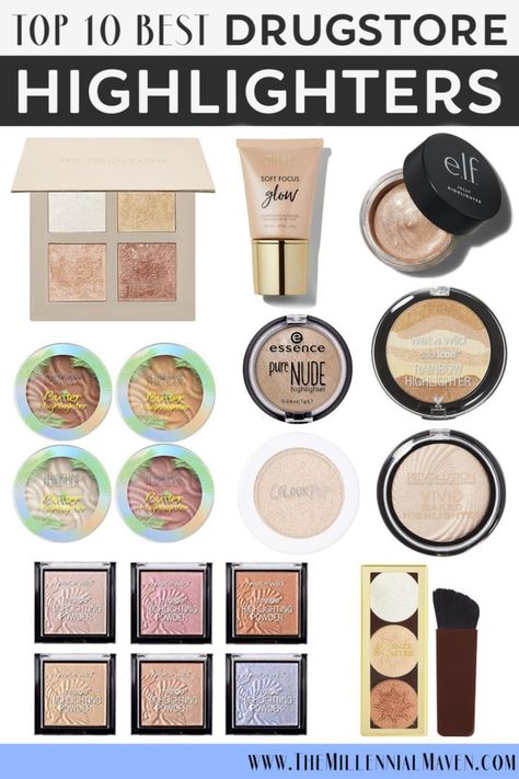 Drugstore Highlighter, Rosa Make-up, Makeup Drugstore, Make Up Diy, Sweat Proof Makeup, Festival Make Up, Best Highlighter, Best Drugstore Makeup, Basic Makeup