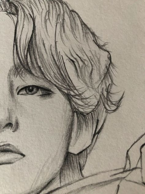 Skecth Arts Simple, Bts V Portrait Drawing, World Famous Lover, Taehyung's Art, V Art, Pencil Sketch Images, Cool Pencil Drawings, Kpop Drawings, Easy Drawings Sketches