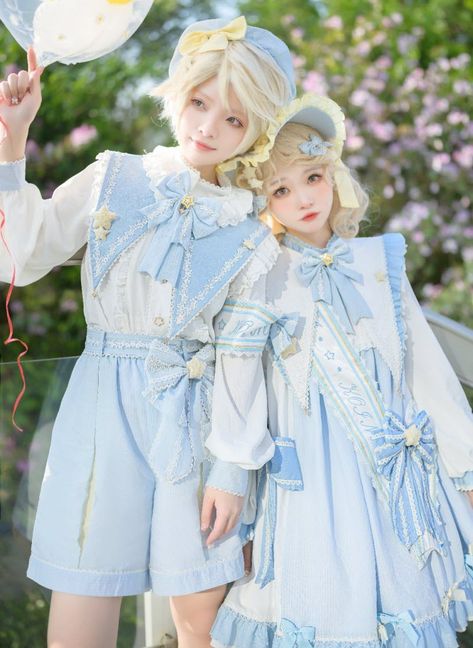 The Fantastic Twins Ouji Blouse and Ouji Shorts Set Twins Posing, Kawaii Outfit Ideas, Op Dress, Lolita Outfits, Twin Outfits, Kawaii Clothes, Lolita Dress, Gothic Lolita, Dress Size Chart