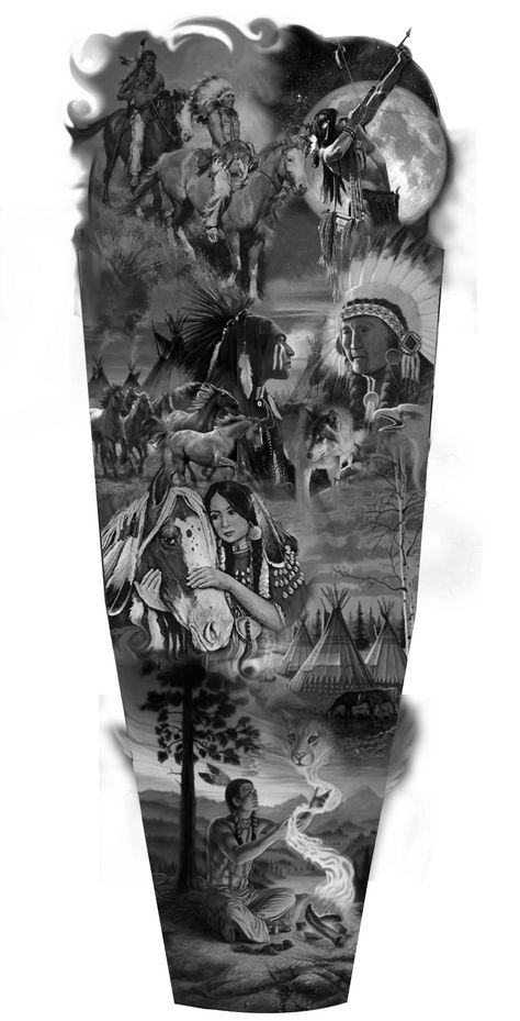 Indian Theme Tattoo Sleeve, Theme Tattoo Sleeve, Fb Hacker, Western Tattoo, Indian Tattoos, Wrist Bracelet Tattoo, Fb Profile Photo, American Indian Tattoos, Native American Tattoos