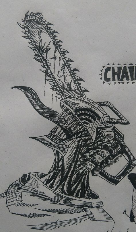 Chainsaw man manga hatching black gel pen Chainsaw Sketch, Sigma Sketch, Chainsawman Sketch, Hatching Drawing Sketches, Chainsaw Man Sketch, Chainsaw Drawing, Chainsaw Man Drawing, Hatching Art, Chainsaw Man Art