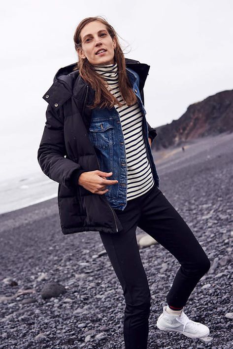 Madewell New Arrivals | Madewell.com All Star Sneakers, Oversized Jean Jacket, Puffer Parka, Jean Jacket Women, Striped Turtleneck, Turtleneck Top, Weekend Style, Star Sneakers, Lovely Clothes