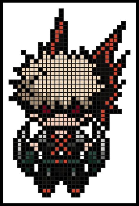 Bakugo Perler Beads, My Hero Academia Pixel Art Grid, Mha Pixel Art Grid, Mha Perler Bead Patterns, Mha Pixel Art, Pixel Art Pattern Anime, Pixel Art Manga, Pixelart Anime, Black Poker Cards Wallpaper