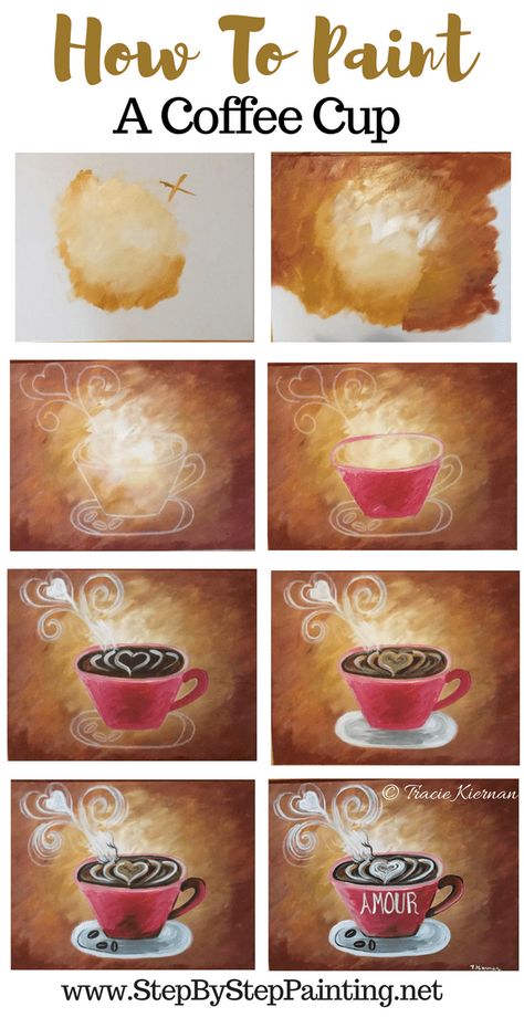 coffee painting canvas diy acrylic step by step for beginners #stepbysteppainting #tracie Coffee Painting Canvas, Coffee Painting, Colourful Abstract, Canvas Painting Tutorials, Easy Canvas Painting, Craft Paint, Canvas Painting Diy, Acrylic Painting Tutorials, Step By Step Painting