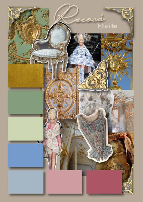 Rococo moodboard Mood Boards Aesthetic Fashion Design, Fashion Illustration Moodboard, Rococo Aesthetic Fashion Modern, Rococo Fashion Modern Style, Baroque Mood Board, Mood Board Inspiration Fashion, Rococo Style Fashion, Fashion Moodboard Portfolio, Rococo Collage