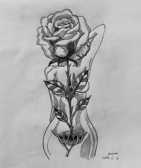 My art Tattoo Sketches For Woman, Women Tattoo Designs Drawings, Unique Thigh Tattoos Women, Dope Thigh Tattoos For Women, Thigh Tattoos Women Black, Body Branding, Virgo Tattoo Designs, Cute Thigh Tattoos, Karma Tattoo