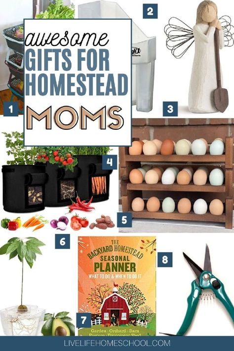 Looking for a gift for homesteaders? Or that special mother's day gift? Look no further than this post all about gift ideas for homesteaders! 50 gift ideas for your favorite homesteader, gardening gift ideas and off grid living. Gardening Mothers Day Gifts, Gifts For Canning Lovers, Homesteading Gift Basket, Garden Gifts For Mom, Homesteading Gift Ideas, Homestead Gift Ideas, Gifts For Crunchy Women, Gardening Gifts For Women, Homestead Gift Basket