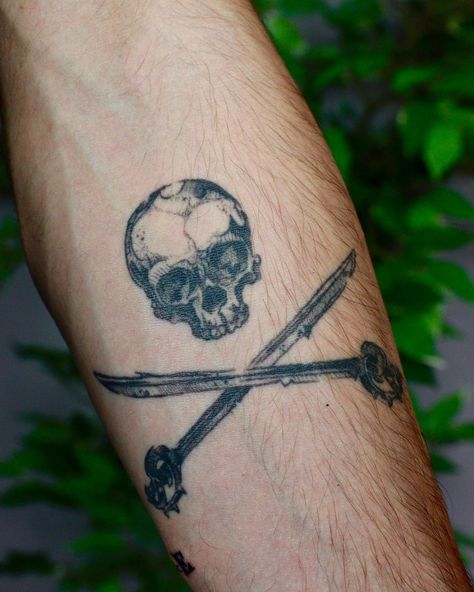 Mens Pirate Tattoos, Pirate Tattoos Men, Pirates Skull Tattoo, Pirate Skull Tattoos For Men, Pirate Skull Tattoo Design, Pirate Style Tattoos, Ghost Pirate Tattoo, Pirate Inspired Tattoos, Pirate Aesthetic Tattoo