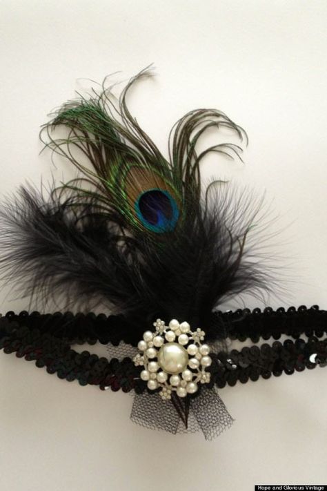 How To Make A 1920s Headband, By Hope Flapper Headband Diy, Diy 1920s Headband, Diy Flapper Headband, Make Your Own 1920s Headband, Gatsby Style Headband For Vintage Events, 1920s Headband Evening, 20s Headband, Flapper Feather Headband, 1920 Party