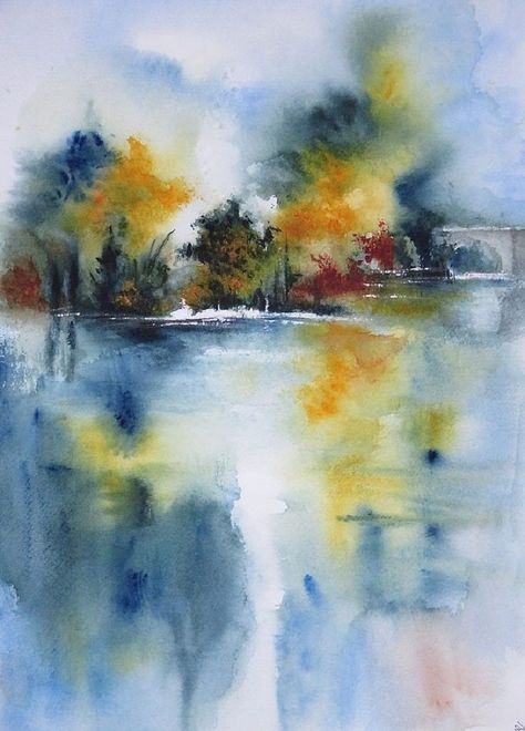 Wet On Wet Painting, Loose Watercolor Paintings, Abstract Watercolor Landscape, Watercolor Tree, Abstract Watercolor Art, Watercolor Paintings Easy, Watercolor Painting Techniques, Fall Watercolor, Watercolor Landscape Paintings