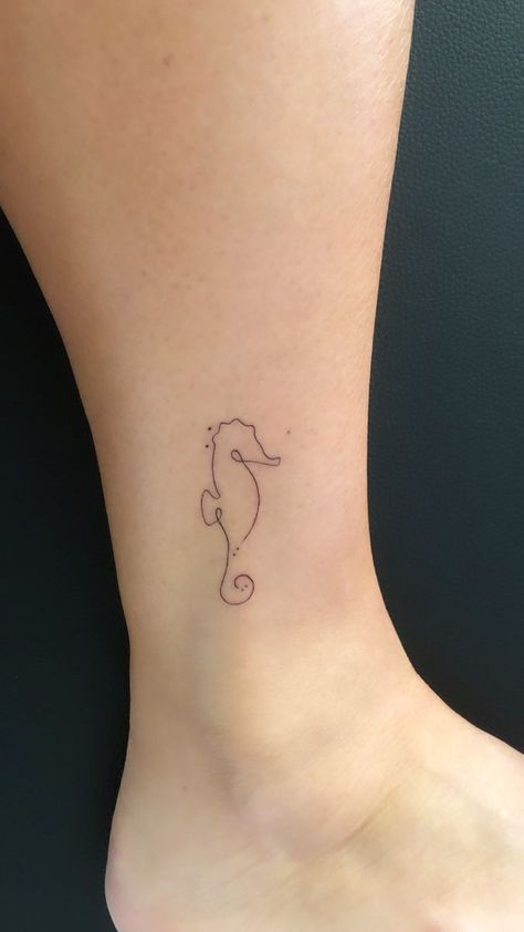 Tattoo Ideas Seahorse, Matching Seahorse Tattoos, Mini Seahorse Tattoo, Simple Seahorse Tattoo, Seahorse Tattoo Tiny, Seahorse Tattoos For Women, Small Seahorse Tattoo, Ocean Minimalist Tattoo, Tattoo Seahorse