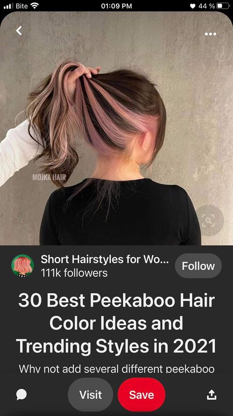 Peek A Boo Hairstyle, Peek A Boo Hair Short, Cat Rambut Peek A Boo, Peak A Boo Pink Hair, Peek A Book Hair Color, Hair Color Peek A Boo, Peek A Boo Hair Color Ideas, Peek A Boo Hair Color, Peek A Boo Hair