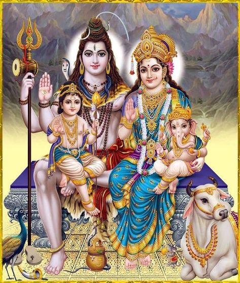 Hindu God Ganesha's Family Subh Somwar, Lord Murugan Wallpapers, Lord Siva, Shiva Parvati Images, Lord Shiva Hd Wallpaper, Lord Shiva Family, Lord Murugan, Lord Ganesha Paintings, Lord Shiva Hd Images