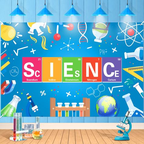 Science Fair Decoration, Science Decoration Ideas, Science Fair Decoration Ideas, Scientist Party Decorations, Laboratory Party, Science Banner, Science Corner, Science Lab Decorations, Science Party Decorations