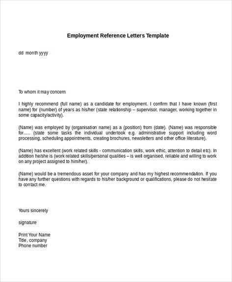 10+ Employment Reference Letter Templates - Free Sample, Example, Format | Free & Premium Templates Employee Recommendation Letter, Employment Reference Letter, Letter Of Recommendation Format, Employment Letter, Writing A Reference Letter, Reference Letters, Personal Reference Letter, Letter Of Employment, Professional Reference Letter