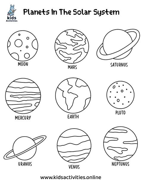 Solar System Coloring Pages Printable, Free PDF ⋆ Kids Activities Planets Tracing Worksheet, Planets Colouring Pages, Planet Templates Free Printable, Planet Art For Kids, Planets Activities For Kids, Star Coloring Pages Free Printable, Space Colouring Pages, Solar System Worksheets For Kids, Space Worksheets For Kids