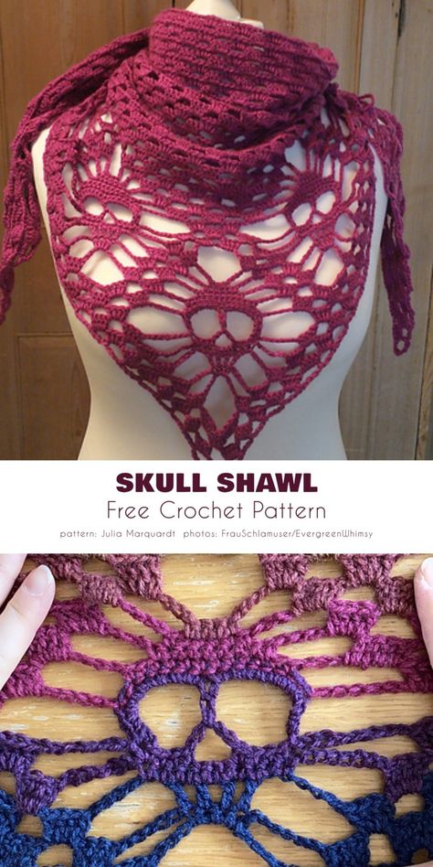 Halloween, Shawl, Crochet, Crochet Patterns, Skull Shawl, Crocheted Flowers, Free Crochet, Do More, Make Your