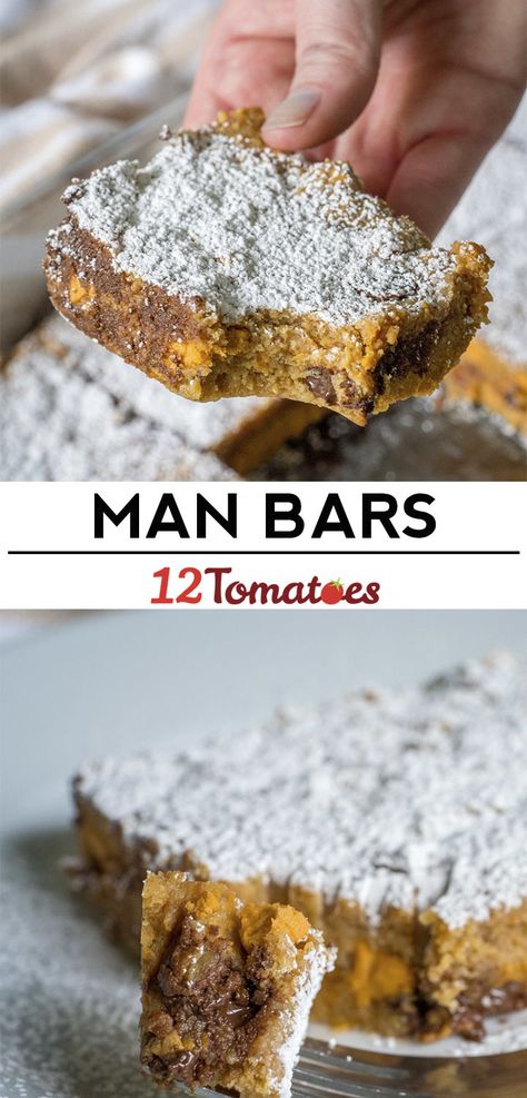 So-Easy-A-Man-Could-Make-’Em Man Bars Man Bars, Sweet Bar, 12 Tomatoes, Butterscotch Chips, Bar Cookies, Cake Bars, A Piece Of Cake, Piece Of Cake, Brownie Bar