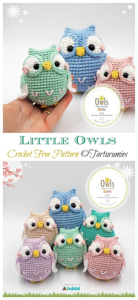 Crocheted Owls, Owl Crochet Pattern Free, Monster Anime, Owl Crochet Patterns, Confection Au Crochet, Crochet Kids, Crochet Panda, Pola Amigurumi, Crochet Owl