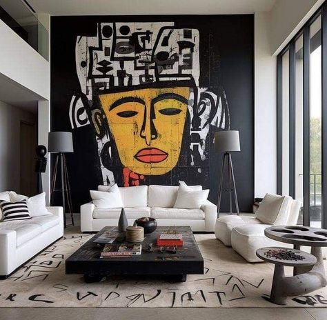 Eclectic Apartment Decor, Penthouse Ideas, African Interior Design, African Interior, World Of Interiors, Colorful Wall Art, Wall Deco, Interior Art, Beautiful Interiors