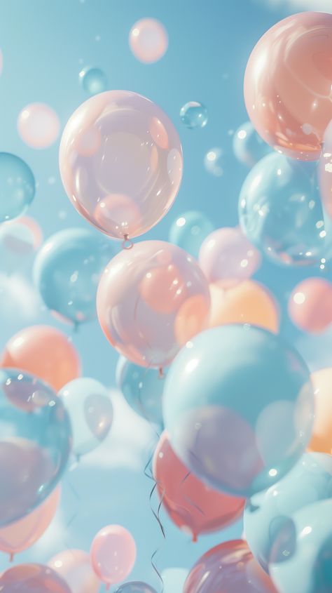 Pop your iPhone and Android screens with this fresh look! 📱🎨 Balloons Wallpaper Aesthetic, Ballon Wallpapers, Sky Wallpaper Backgrounds, Popped Balloon, Balloon Wallpaper, Balloons Background, Calendar Background, Balloon Background, Pastel Balloons