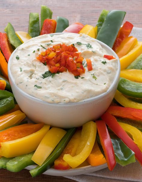 Zesty Herb Dip with Bell Peppers Bell Pepper Dip, Pepper Dip Recipe, Herb Dip, Pepper Dip, Best Macaroni Salad, Stuffed Pepper Dip, Bell Pepper Recipes, Pampered Chef Recipes, Lean Meals