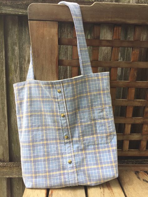 Custom order for four bags made from a loved one's shirts. Contact https://www.etsy.com/shop/DaddysButtonShirt?ref=seller-platform-mcnav T Shirt Into Bag, Reworked Bag, Old Clothes Diy, Area Rugs Modern, Button Bag, Easy Diy Clothes, Denim Crafts Diy, Diy Clothes Design, Rugs Modern