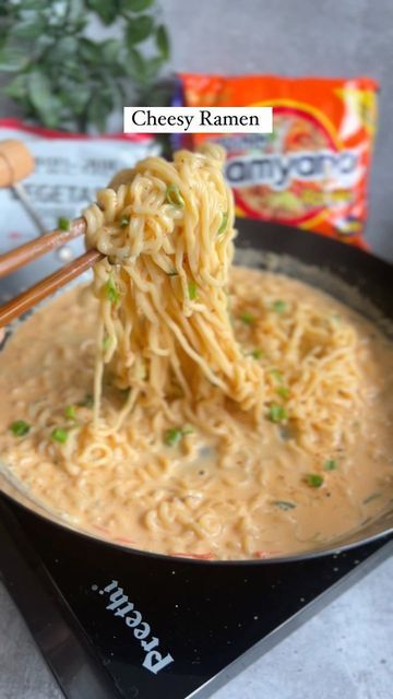 Vidhi Doshi on Instagram: "CHEESY RAMENNN 🍝 As y’all know, I LOVE ramen. One of the VERY first brands I’d tried was @samyang_india They have the SPICIEST ones in the market that are chicken flavored and they have other ones as well, my favourite being VEGETASTY! ❤️ it is so yum! I’ve tried a new version of the @samyang_india noodles and made a cheesy, milky insanely YUM ramen. Y’all have to try this hack! Let me know if you do! ——————————————————- #ramenhack #instantramen #samyangnoodle Samyang Ramen, Ramen Hacks, Instant Ramen, Delicious Snacks, Delicious Snacks Recipes, Snacks Recipes, Ramen Noodles, Chicken Flavors, New Version