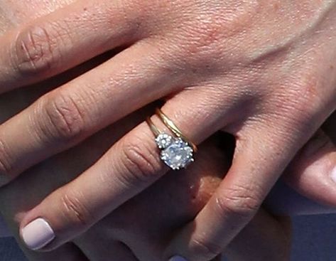 Meghan Markle has redesigned her engagement ring - and it now has even more diamonds - Mirror Online Meghan Engagement Ring, Diana Spencer Engagement Ring, Megan Markle Ring Engagement, Meghan Markle Ring Stack, Engagement Ring Meghan Markle, Meghan Markle Wedding Ring, Lady Diana Wedding Ring, Meghan Markle Aquamarine Ring, Meghan Markle Ring