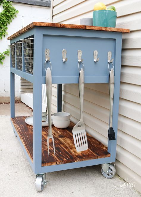 Outdoor Kitchen Cart, Mobile Kitchen Island, Grill Cart, Outdoor Island, Diy Grill, Mobile Kitchen, Grill Table, Grill Station, Kitchen Design Diy