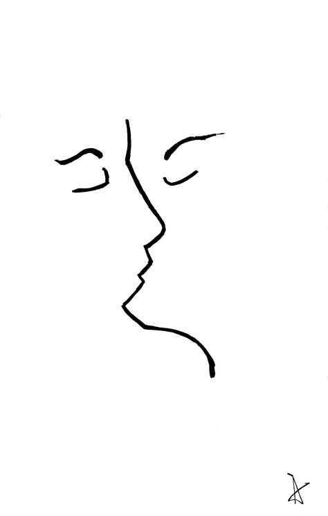 The Kiss Simple Kiss Drawing, One Line Drawing Kiss, Faces Kissing Drawing, Kiss Sketch Simple, Kissing Outline, Kiss Draw Simple, Line Drawing Of Couple, Kiss Line Drawing, Kiss Doodle