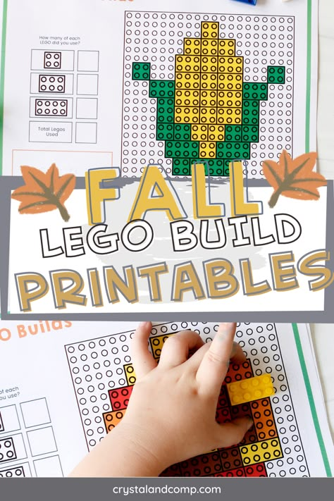 Fall Printable Lego Builds Lego Fall Ideas, Lego 3d Art, Easy Lego Builds, Lego Build Ideas, Lego Mat, Lego Stem, Printable Lego, Lego Printables, Teacher Tricks