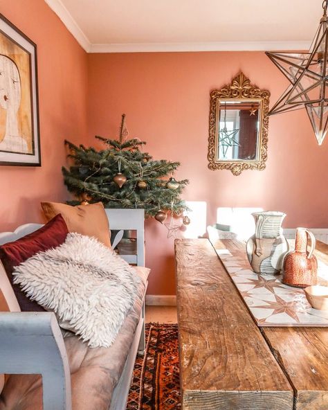 Peach Living Rooms, Terracotta Living Room, Coral Room, Pink Dining Rooms, Terracotta Blush, Murs Roses, Pantone 2020, Room Wall Colors, Family Dining Rooms