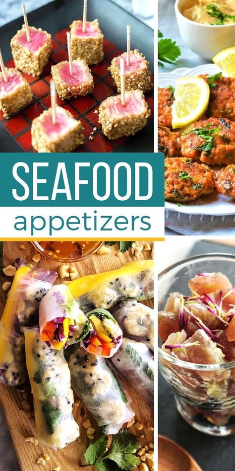 Whether you're throwing an elegant party or you just need potluck ideas, you'll find what you need with this list of seafood appetizers! #SundaySupper #seafood #appetizers #appetizerrecipes #recipes #easyrecipe #easydinner #recipeideas #shrimp Fish Appetizers Parties, Fish Hors D’oeuvres, Elegant Seafood Appetizers, Christmas Eve Seafood Appetizers, 7 Fishes Christmas Eve Appetizers, Fish Appetizers Christmas Eve, Seafood Feast Party Ideas, Seafood Hors D’oeuvres, Seafood Party Ideas For Birthday