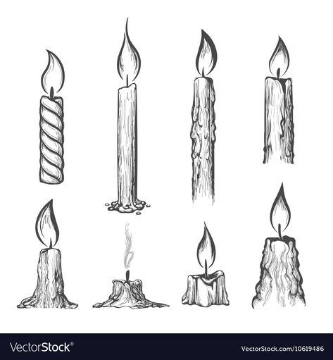 Candle Sketch, Candle Tattoo Design, Candle Vector, Candle Drawing, Candle Tattoo, Candle Burning, Cartoon Clouds, Burning Candles, Candle Art