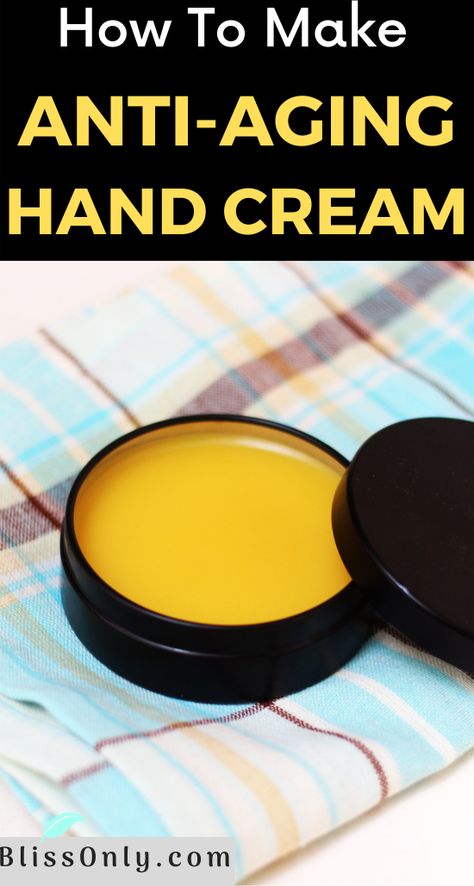 This DIY anti-aging hand cream moisturizes and treat dry, chapped hands, reduce wrinkles and give you soft and smooth skin Hand Cream For Wrinkles, Diy Hand Moisturizer, Diy Hand Cream For Dry Skin, Diy Anti Aging Hand Cream, Diy Hand Lotion For Dry Hands, Diy Hand Cream For Dry Cracked Hands, Diy All Natural Hand Cream, Hand Care Anti Aging, Hand Cream Recipe