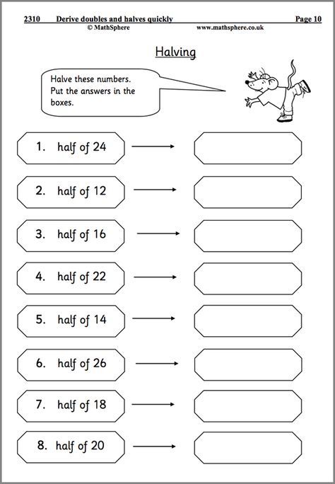 Doubling and Halving Maths Worksheet Ks1 Maths Worksheets, Doubling And Halving, Ks1 Maths, Mental Maths Worksheets, Math Homework Help, Free Printable Math Worksheets, Maths Worksheets, 2nd Grade Math Worksheets, Printable Math Worksheets