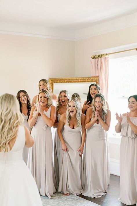 Bride Dress Reveal To Bridesmaids, Photo Ideas For Bride And Bridesmaids, Wedding Dress Reveal To Bridesmaids, Bride Reveal To Bridesmaids, Wedding Day Photos With Bridesmaids, First Look Wedding Photos Bridesmaid, Bridesmaid Wedding Pictures, Wedding Day Photos Bridesmaids, Bride Wedding Day Photos