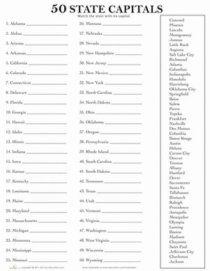 50 State Capitals Worksheet Writing Prompt Template, 8th Grade Social Studies Worksheets, Fifth Grade Worksheets, Geography Test, Geography Worksheets, 4th Grade Social Studies, 6th Grade Social Studies, States And Capitals, 5th Grade Social Studies