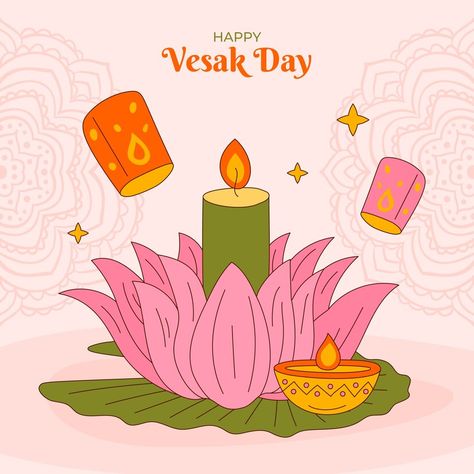 Free Vector | Hand drawn illustration for vesak festival celebration Wesak Day, Festival Celebration, Hand Drawn Illustration, Simple Illustration, Drawn Illustration, Vector Hand, Vector Photo, Colorful Fashion, Cute Drawings